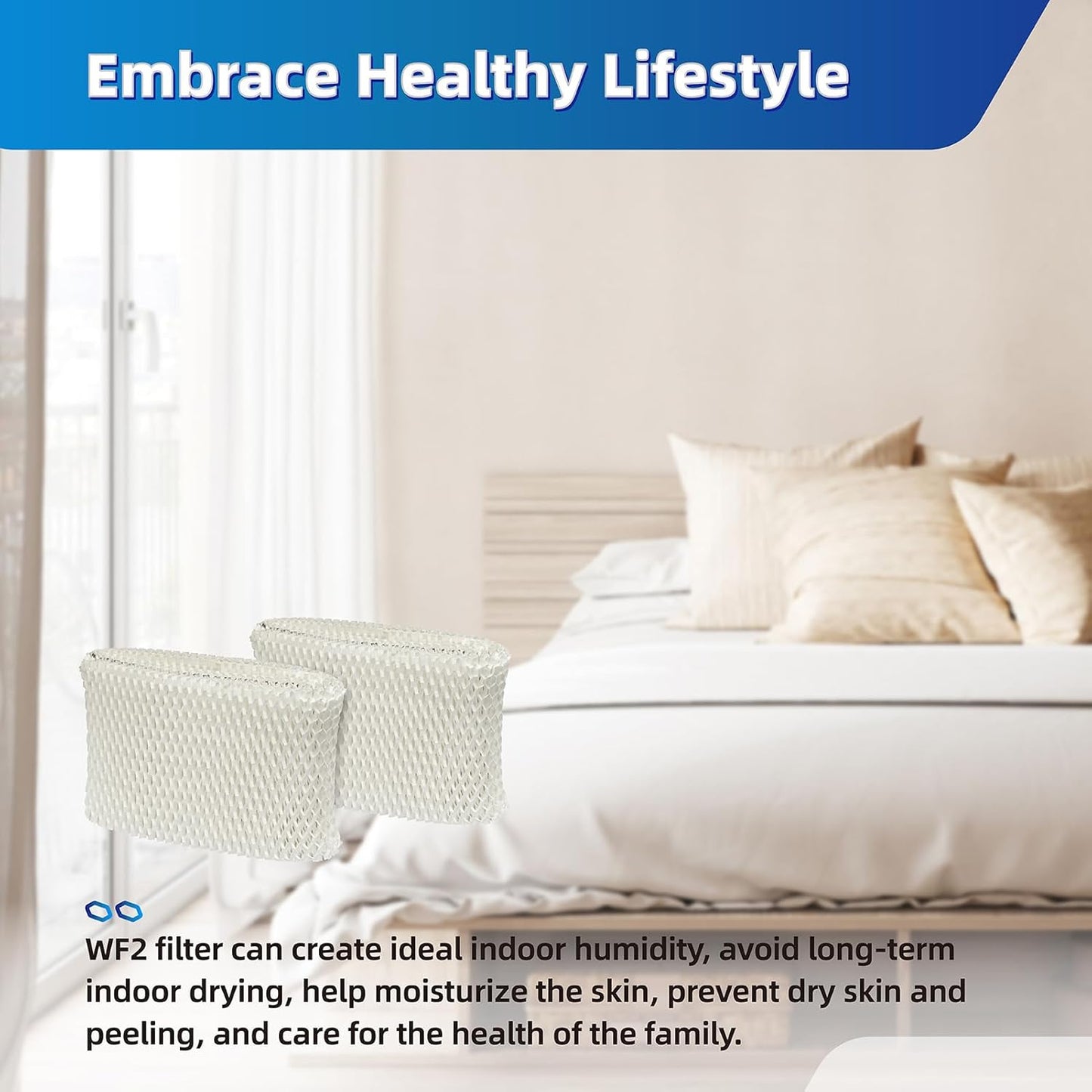 2Pack WF2 Humidifier Filter Replacement for Vicks & Kaz Starry Night Cool Mist Humidifier V3500N V3700 V3100 V3900, Fit for Protec PWF2 VEV400 Humidifier Wicking Filters